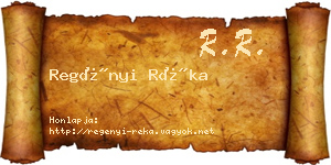 Regényi Réka névjegykártya